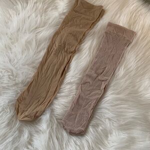 2 Pair Tan Knee High Pantyhose Socks